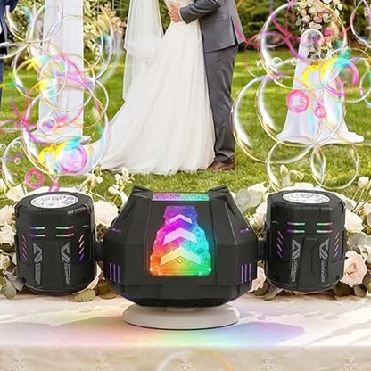 Rechargeable Bubble Machine with RGB Lights - Black