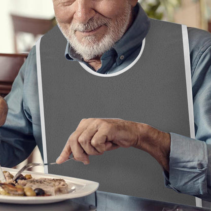 2pcs Washable Bibs for Elderly Microfiber Bib for Eating Cooking Gray