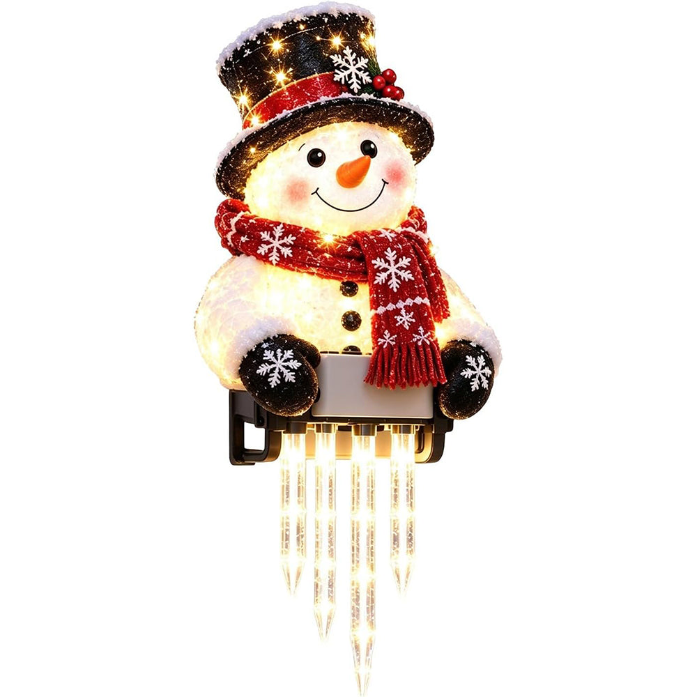 Solar Fence Icicle Light Cascading Glow Holiday Decoration Light - Snowman