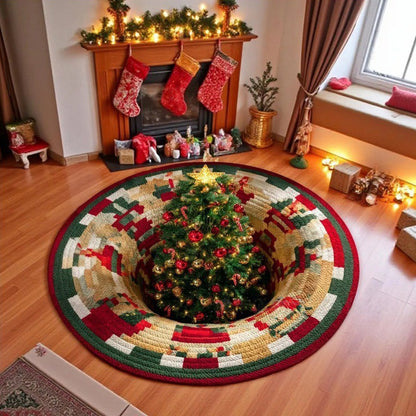 3D Quilted Christmas Polyester Velvet Floor Mat - Christmas Tree