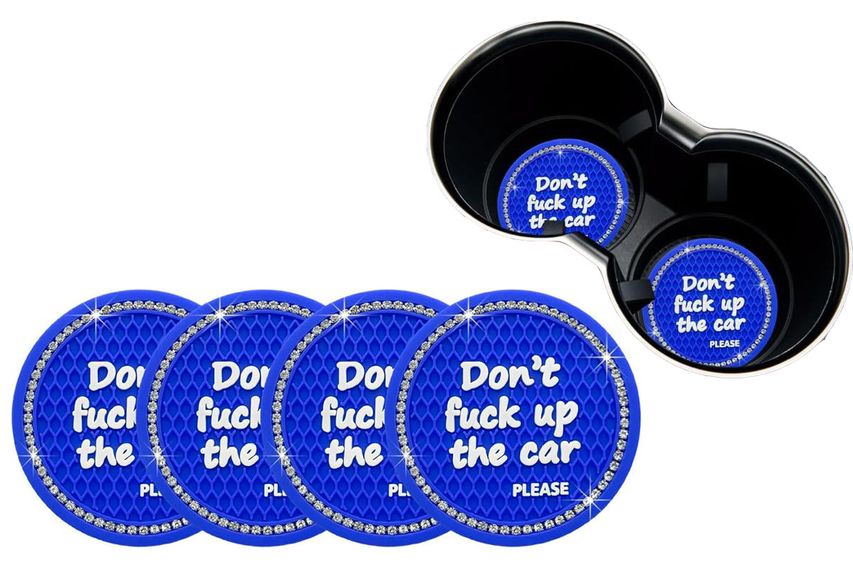 4Pcs Bling Cup Holder Coasters Auto Cup Holder Inserts Anti-Slip for Women Girls -Blue