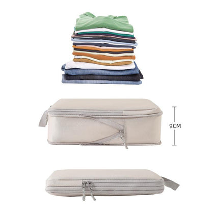 6Pcs Set Packing Cubes Travel Bags Compression Packing Organizer Bags for Travel Suitcases Storage Bags Beige