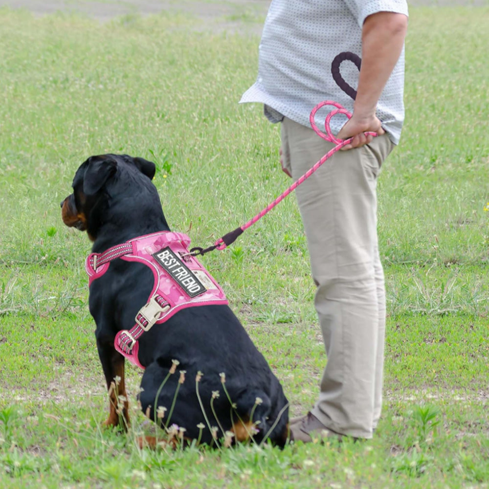 Tactical Dog Harness with Reflective Pet No Pull Adjustable Military Vest for Walking Training Pink