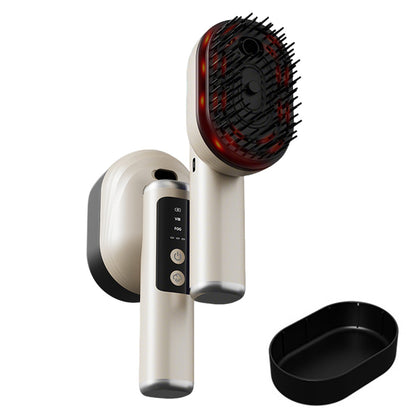 Wireless Electric Hair Comb with Vibration and Oil Mist Spray-Beige