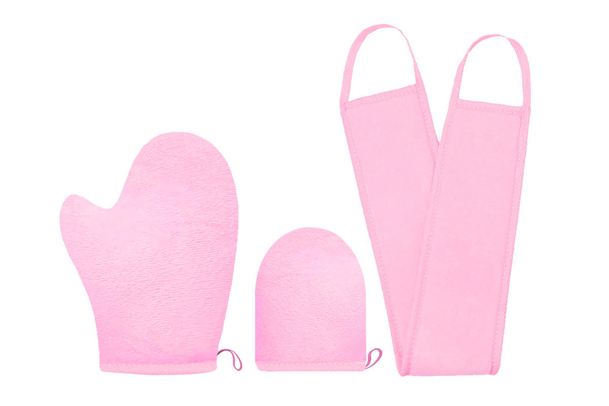 3Pcs Set Self Tanner Mitt Self Tanning Mitt Glove Reusable Washable for Women -Pink