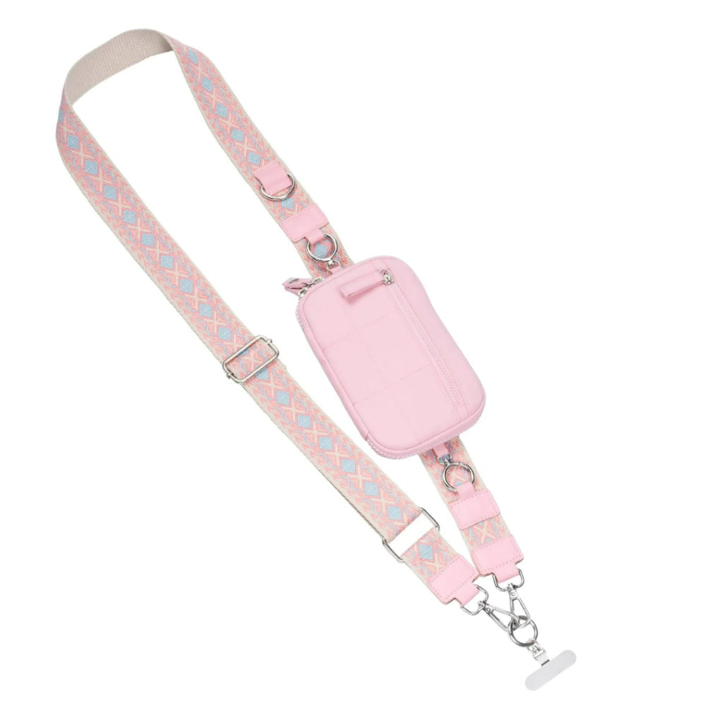 Phone Lanyard Clip and Go Strap for Phone with Wallet Crossbody -Pink
