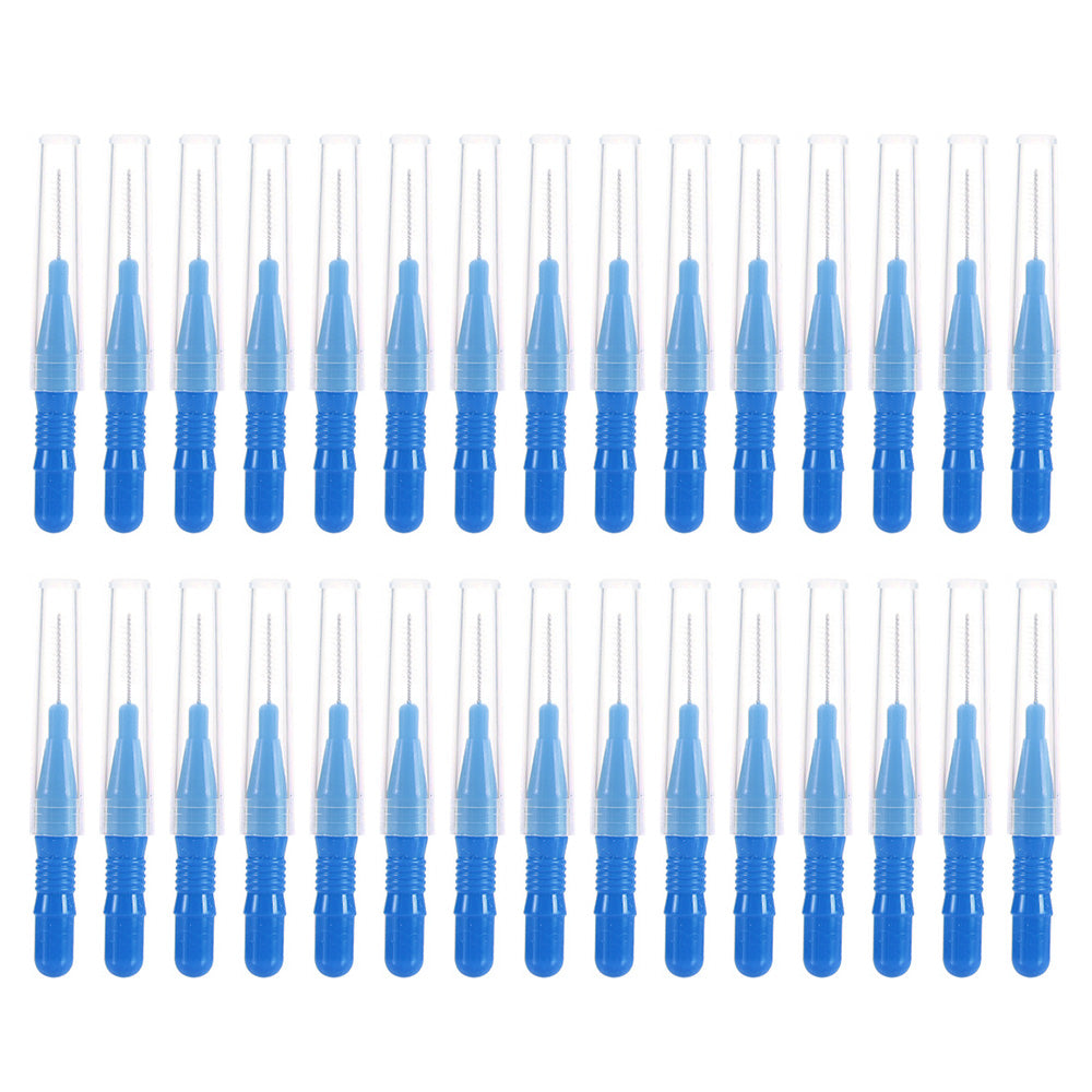 30 Piece Mini Cleaning Brushes for Braces Teeth Brows - Blue