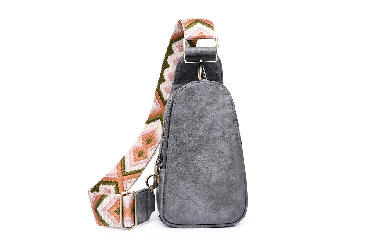 PU Leather Crossbody Sling Bag Multipurpose Chest Bag for Women-Grey