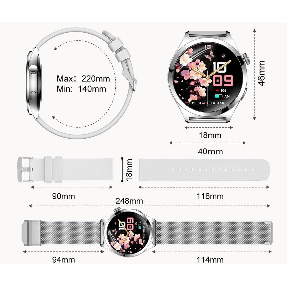Smart Watch for Women Waterproof Smartwatch 100+ Sports Fitness Tracker Watch-Silver