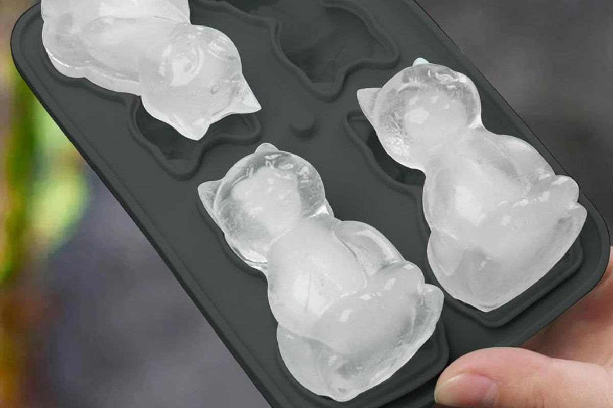 3D Cat Ice Cube Mold Fun Shapes Cat Lover Gifts Silicone Large Craft Ice Mold for Whiskey Cocktails Bourbon-Black