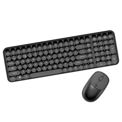 2.4GHz Wireless Keyboard And Mouse Combo With Round Key Caps-Black
