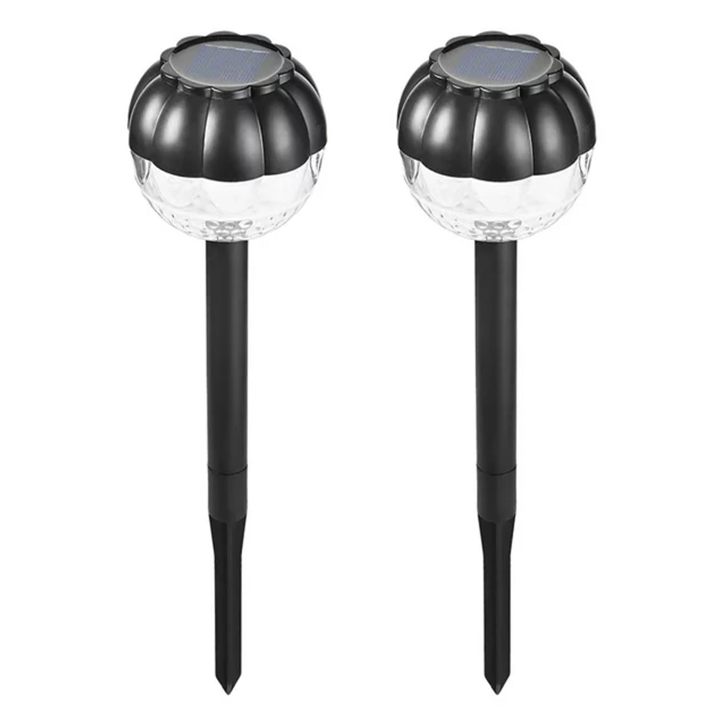 2Pcs 9LEDs Solar Garden Lights Outdoor Stake Lamp IP65 Waterproof Stand Lamp-Flashing Yellow