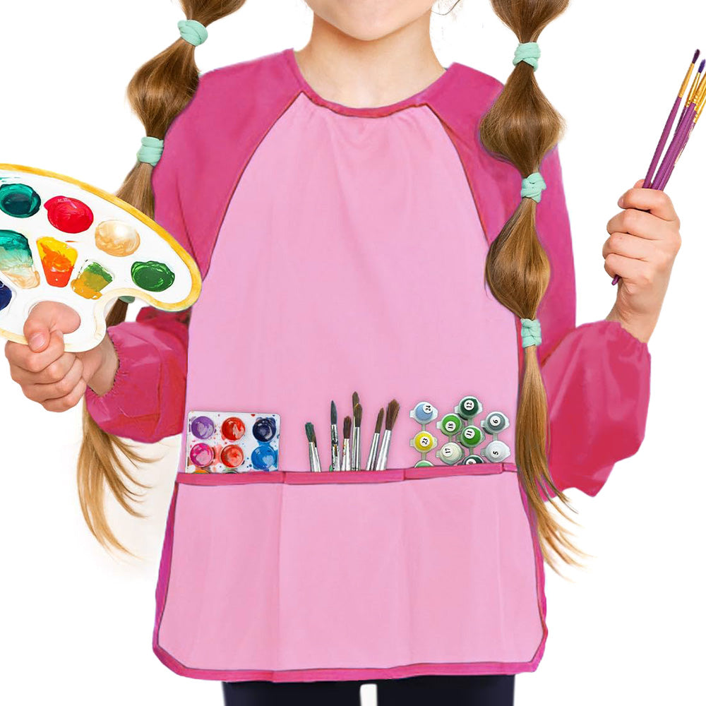 Kids Art Smock Waterproof Painting & Craft Apron for Children Also for Cooking  Pink