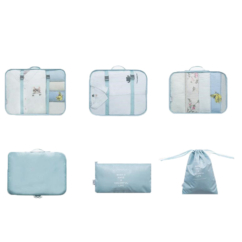 6Pcs/set Travel Storage Bag Organizer -Blue