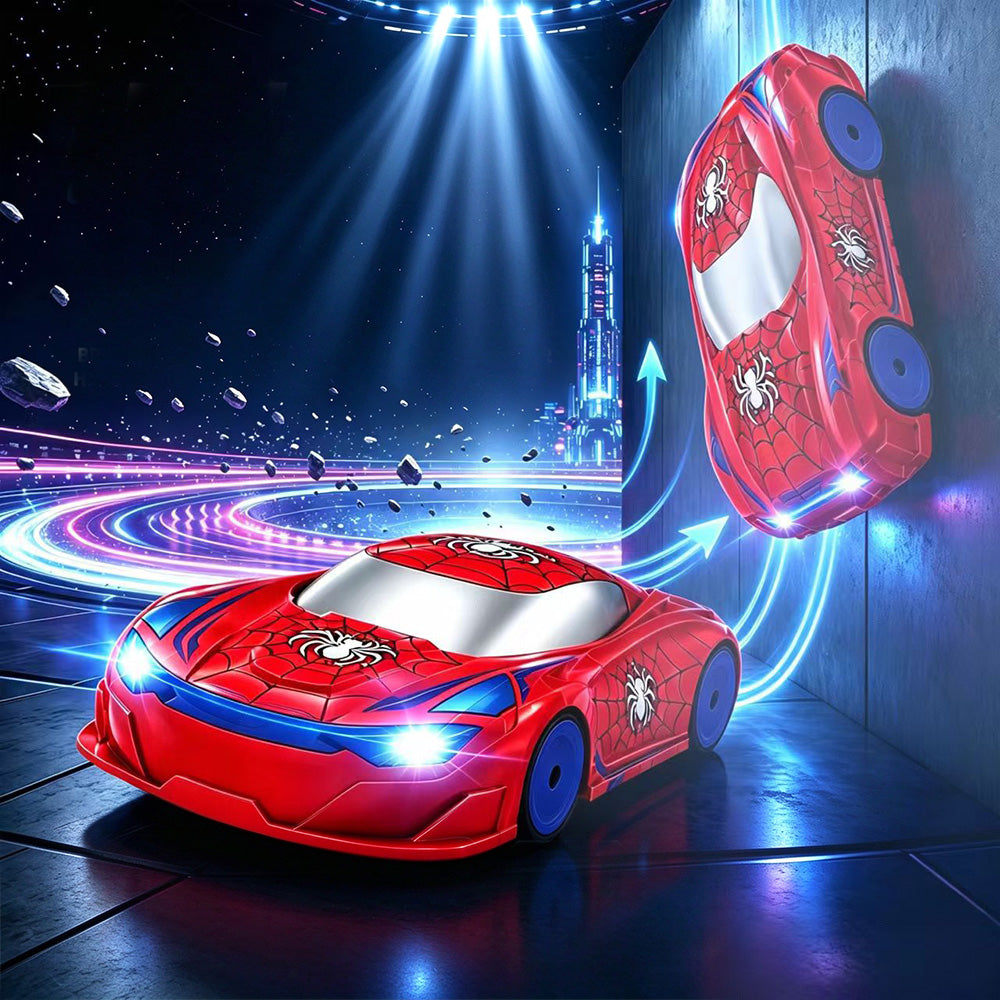 2.4G Dual-Sided Wall Climbing Remote Control Stunt Car with LED Lights - Blue
