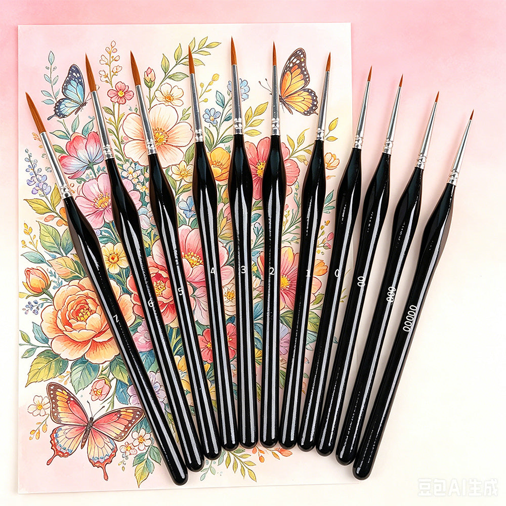11 PCS Artist Paint Brush Set Detail Painting Brush-Black