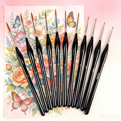 11 PCS Artist Paint Brush Set Detail Painting Brush-Black