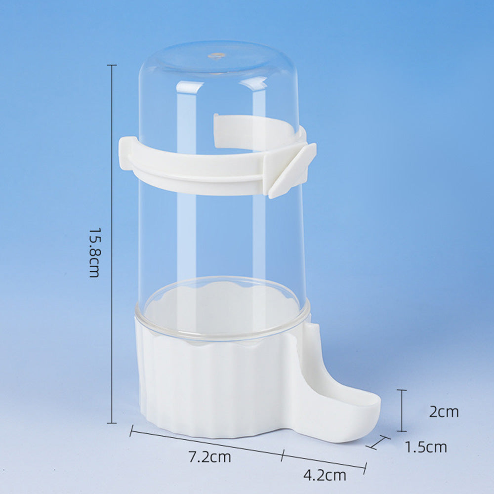 Bird Waterer Automatic Gravity Drinking Fountain with Anti Drowning Tray-White