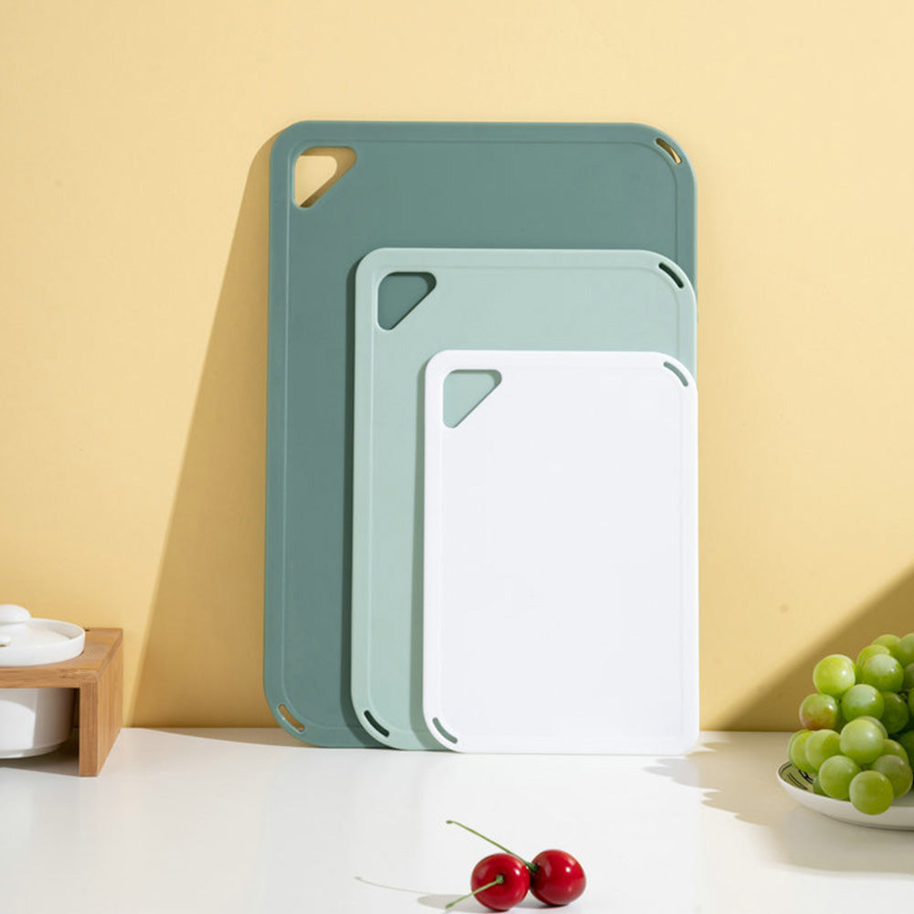 3 PCS Plastic Cutting Board Set with Hanging Loop -Green