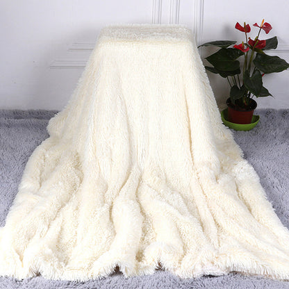 Shaggy Faux Fur Throw Blanket Plush Decorative Couch Sofa Blanket Beige