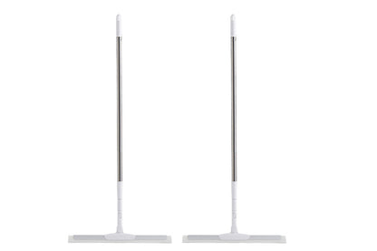2 Piece Telescopic Long Handle Floor Squeegee Scrubber - White