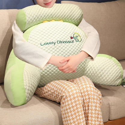 Back Rest Reading Pillow Neck Lumbar Support Pillow Chair Cushion Green Dinosaur