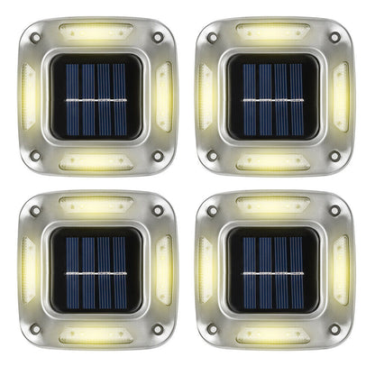 4Pcs 8LED Solar Powered Deck Lights Garden Path Wall Lamp -Warm White