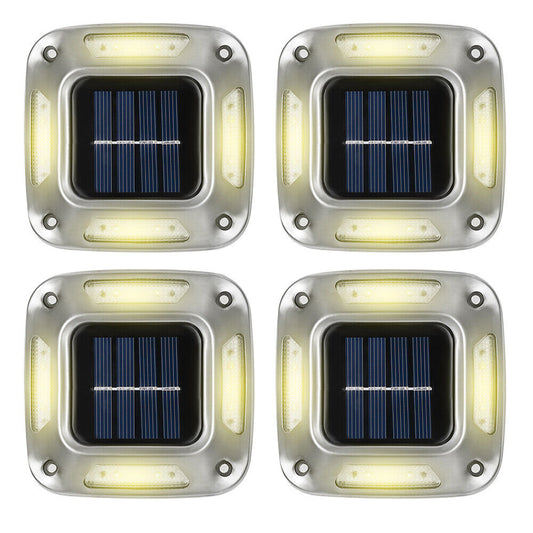 4Pcs 8LED Solar Powered Deck Lights Garden Path Wall Lamp -Warm White