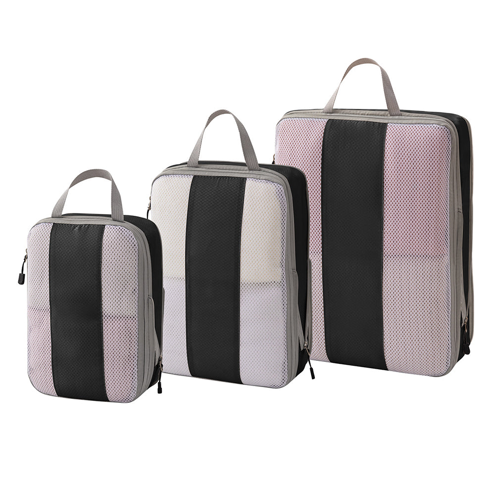 3Pcs Compression Packing Cubes for Travel Lightweight Storage Bags Set-Black