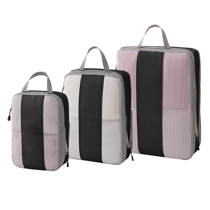3Pcs Compression Packing Cubes for Travel Lightweight Storage Bags Set-Black