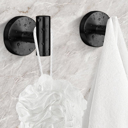 2Pcs Set Bathroom Towel Hook Wall Mounted Robes Holder Stainless Steel Clothing Hanger Black