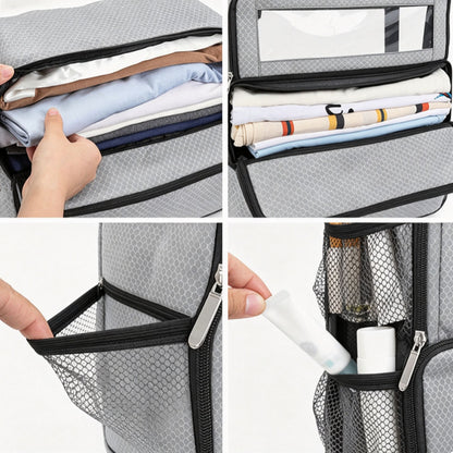 Large Hanging Travel Organizer with 4 Compartments - Grey