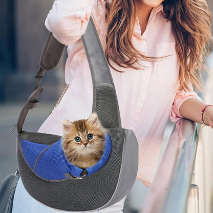 Pet Carrier Sling Mesh Backpack Travel Bag for Dogs & Cats Blue