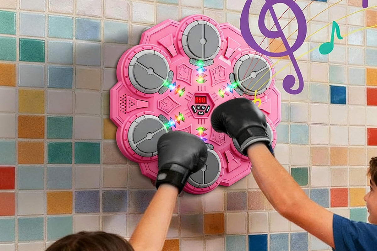 Boxing Machine for boy and girls Aged 6 Wall-Mounted Bluetooth Punching Bag for Birthday-Pink