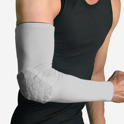 Pair of Elbow Sleeve Support Brace Pads Compression Arm Guard Gym Sports Protector Gray