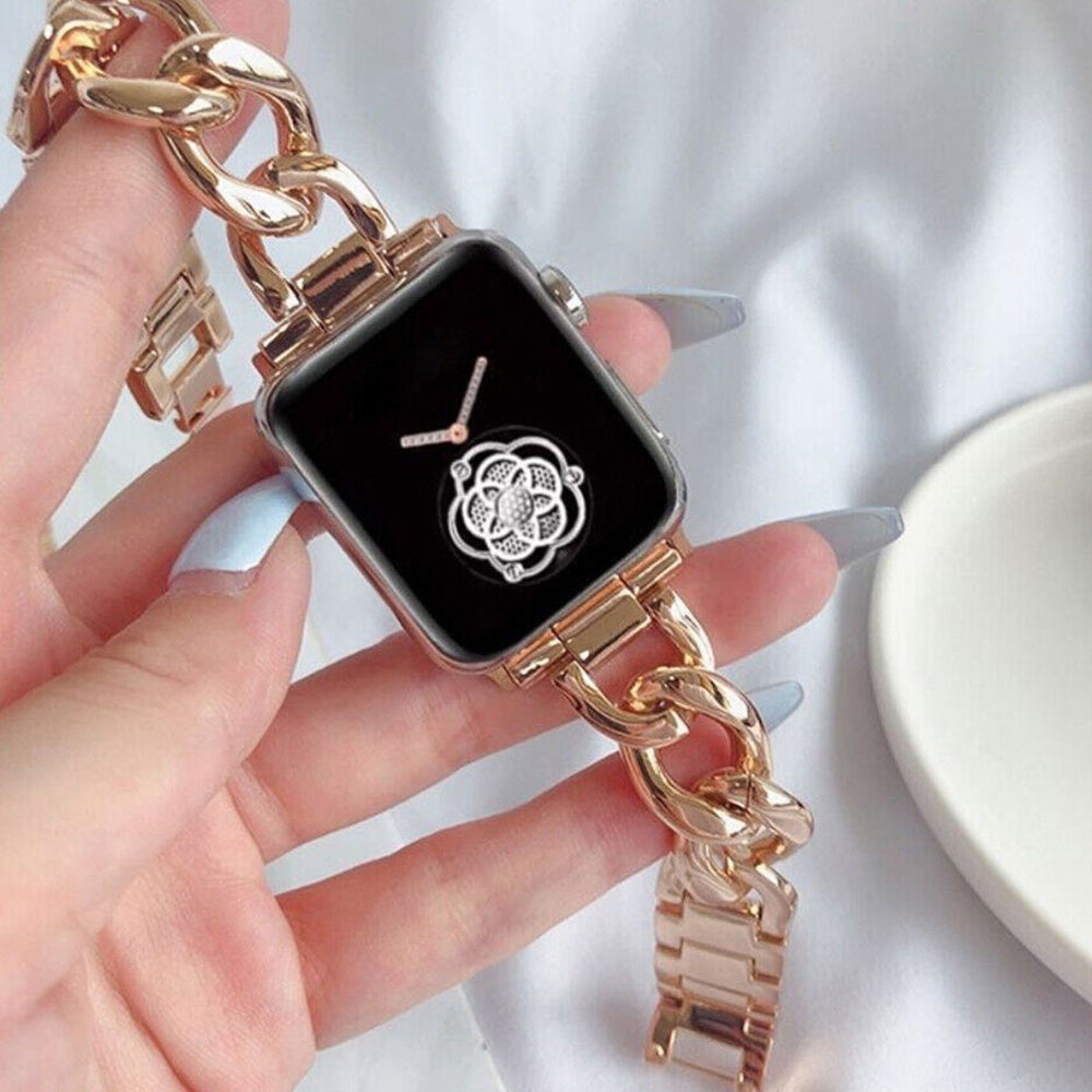 Replacement Metal Strap Band for Apple Watch Series 8 7 6 5 4 3 2 1 Rose Gold