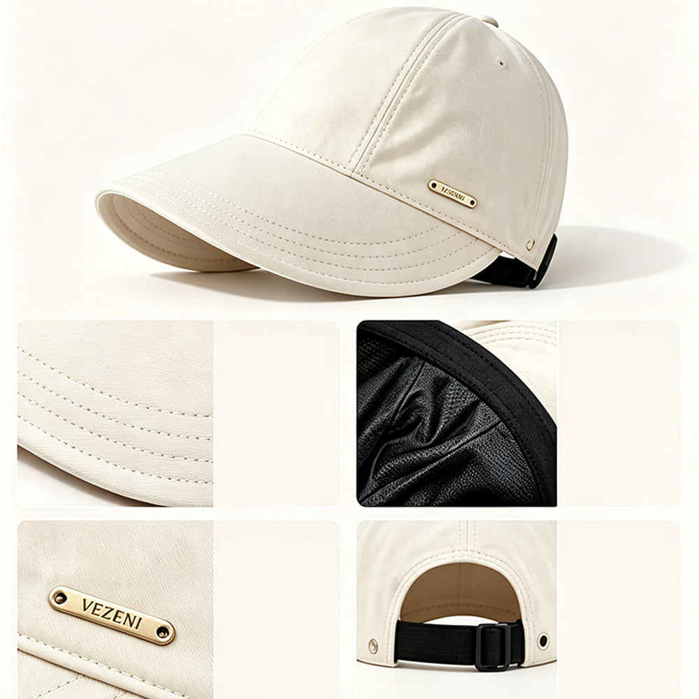 Wide Brim Quick Dry Sun Hat with Ponytail Opening and Hook - Beige