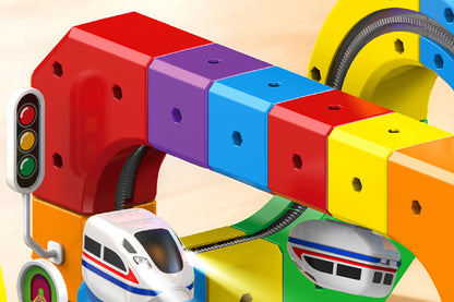 123Pcs Set Building Block Electric Train Set with Upside Down Racing