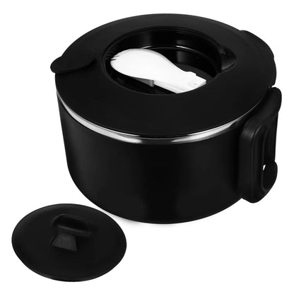 1200ML Large Ramen Bow with Lid Spoon Storage Bag-Black