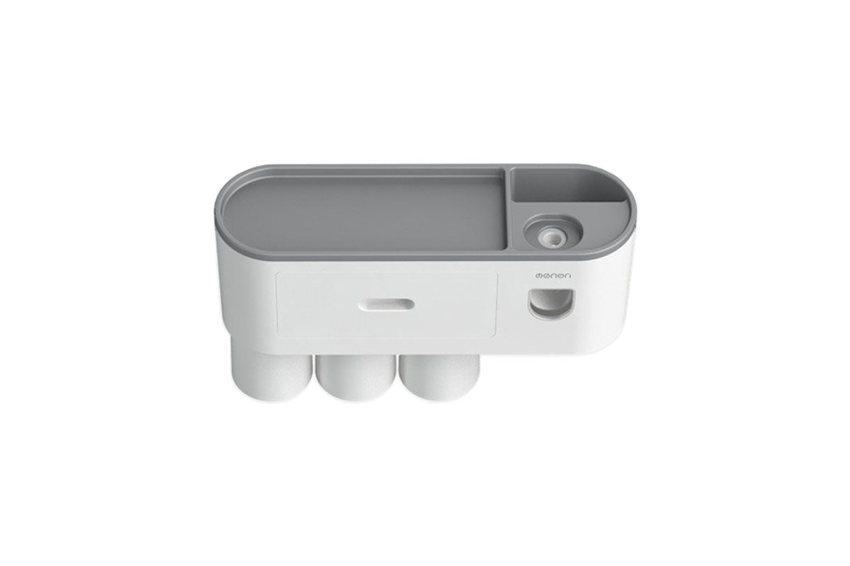 Wall Mounted Toothbrush Holder for Bathroom Automatic Toothpaste Dispenser Kit-Gray