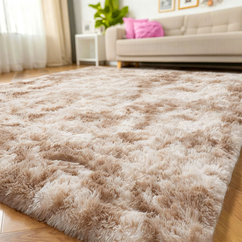 Tie Dye Plush Rug for Bedroom Living Room Dorm-Browm