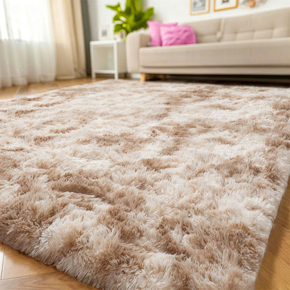 Tie Dye Plush Rug for Bedroom Living Room Dorm-Browm