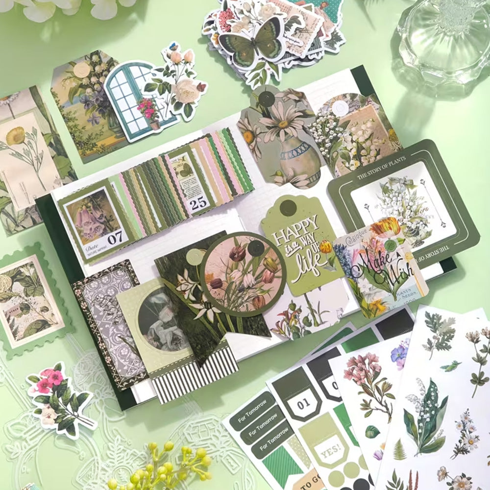 Vintage Scrapbook Kit Bullet Junk Journal Kit with Scrapbooking Supply-Botanical