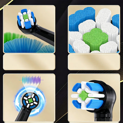 4Pcs Replacement Toothbrush Heads Compatible with OralB io Series-Black