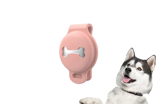 Waterproof Apple Airtag Dog Collar Holder Anti-Lost Silicone Tracker Protective Case Cover-Pink