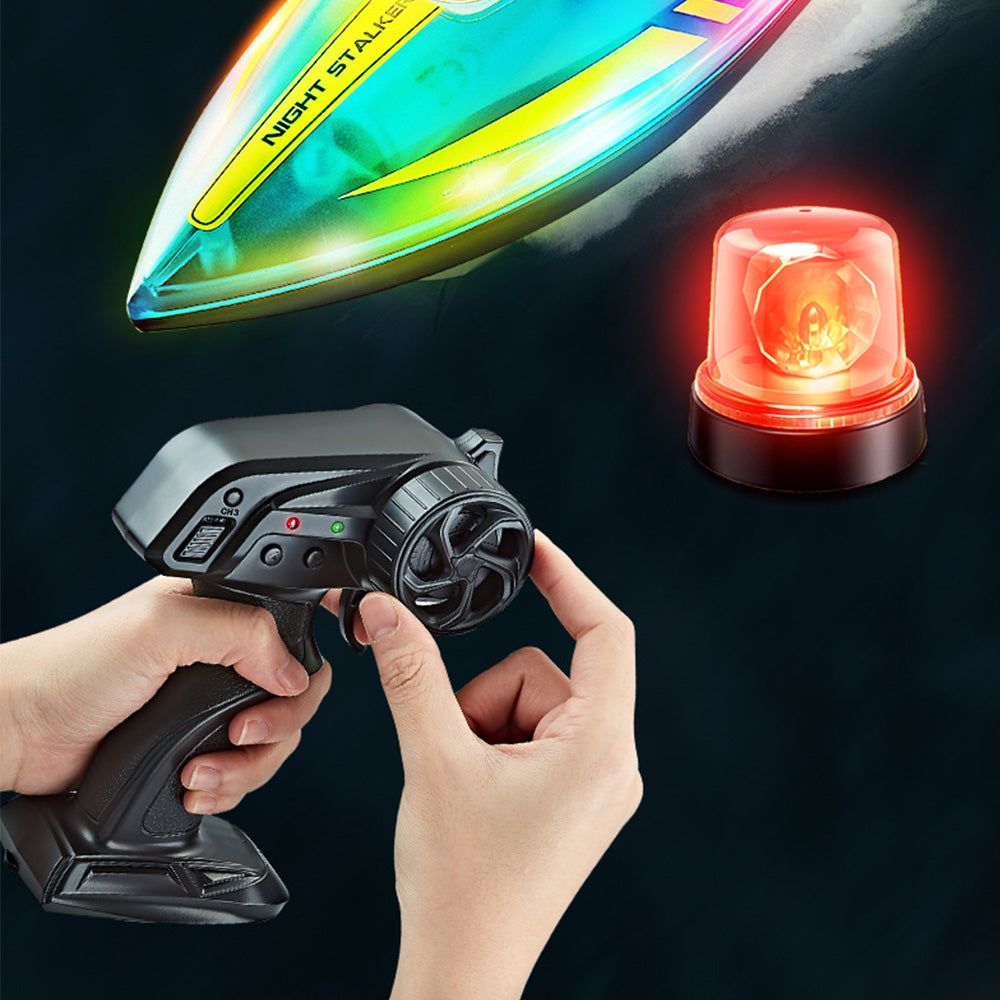 Remote Control Boat with Color LED Lights for Pool Lake - Blue