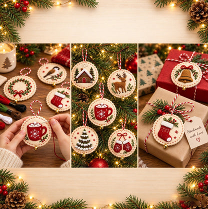 Christmas DIY Embroidery Felt Hanging Ornament Craft Kit For Adult  - Cup