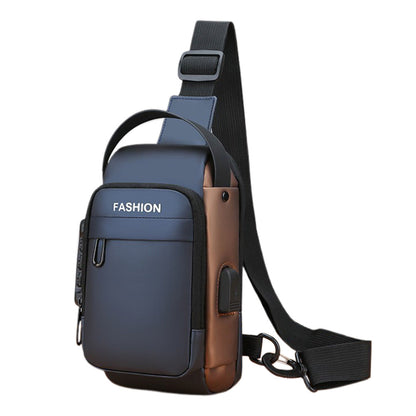 Anti-theft Crossbody Bag for Mern Password Sling Chest Pack with USB Port Blue