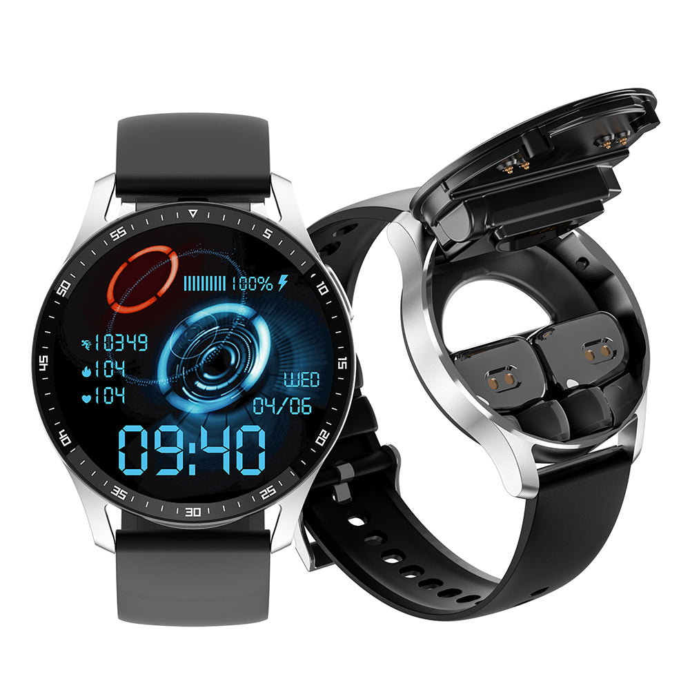 Smart Watch with Earbuds X7 Smart Watch Touch Screen Sports Fitness Tracker Heart Rate Monitor with TWS Bluetooth Earphones -Silver