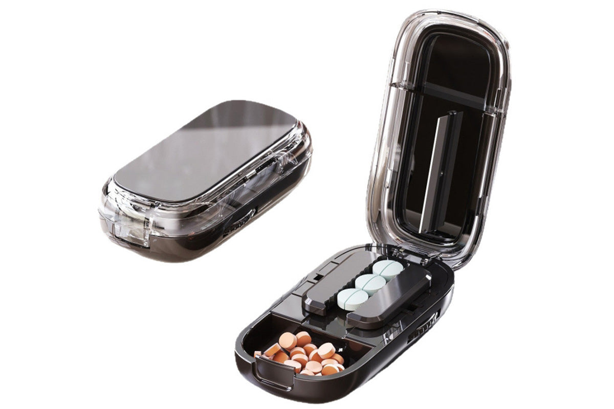 Pill Cutter Pill Splitter for Small and Tiny Pills 1/2 Adjustable Pill Organizer-Black